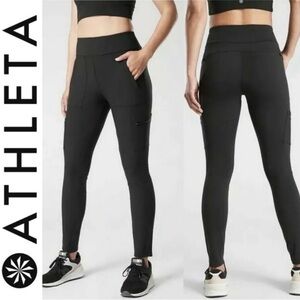Athleta Headlands Hybrid Cargo Pants Tights Leggings Black Hiking great cond 6